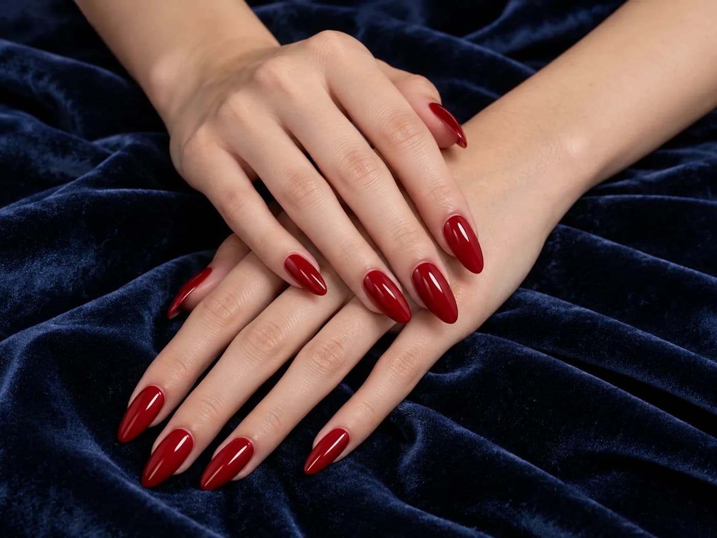 Klassiek rode amandelnagels